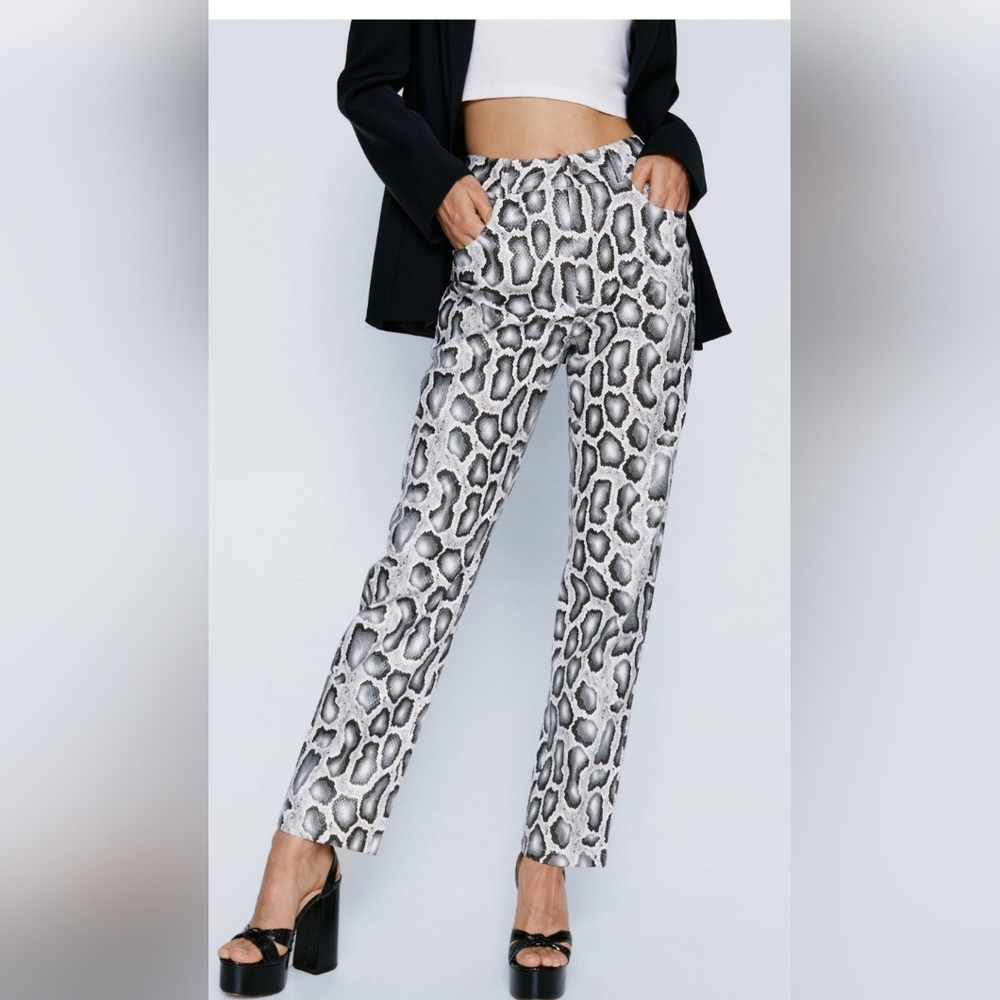 Faux printed pants with tags by nasty gal